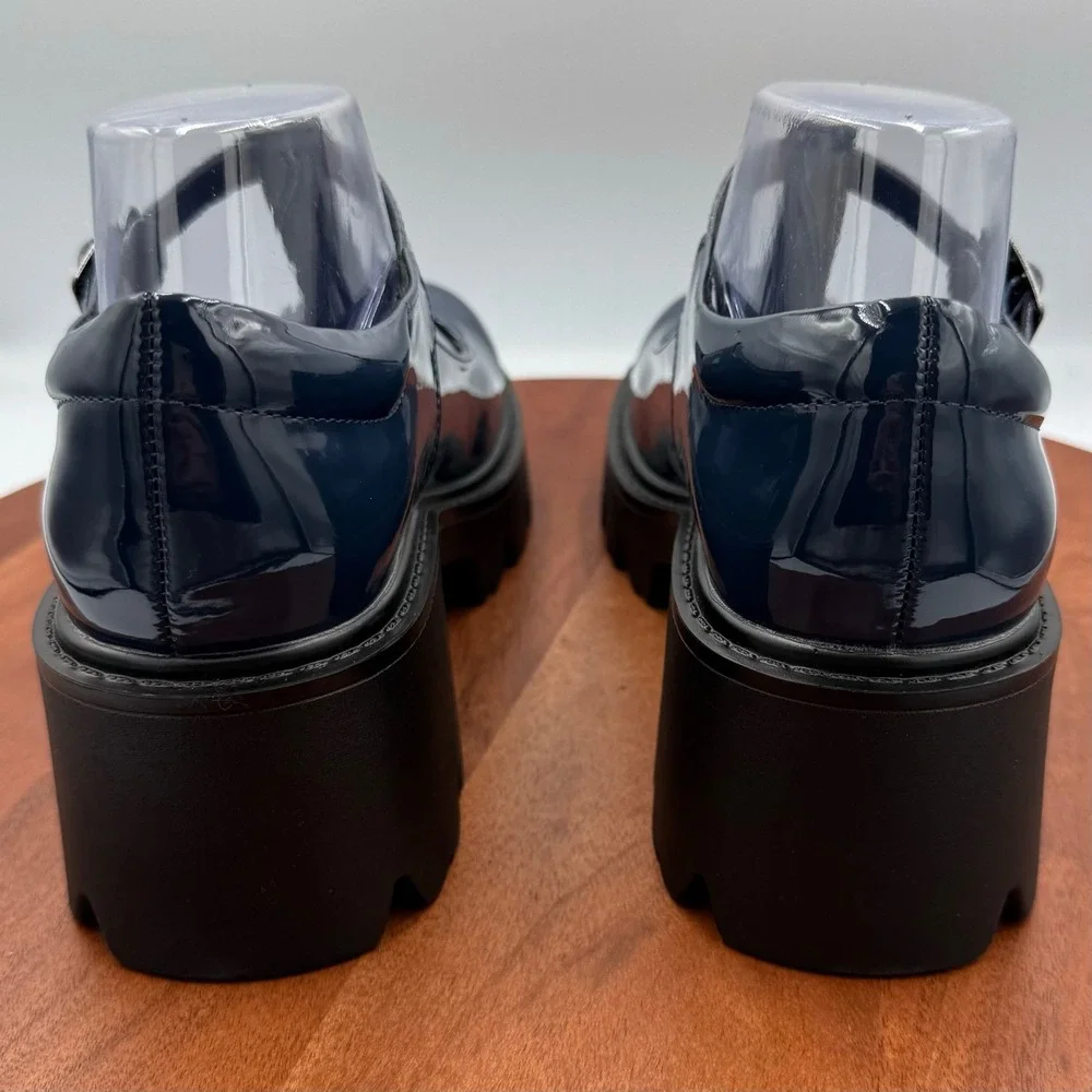Dream Pairs Navy Patent Mary Jane Platform Chunky Heel Shoes Women‎ Size 7.5 Y2K